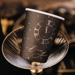 8 GOBELETS  NOIR ET OR BONNE ANNEE 255 ML
