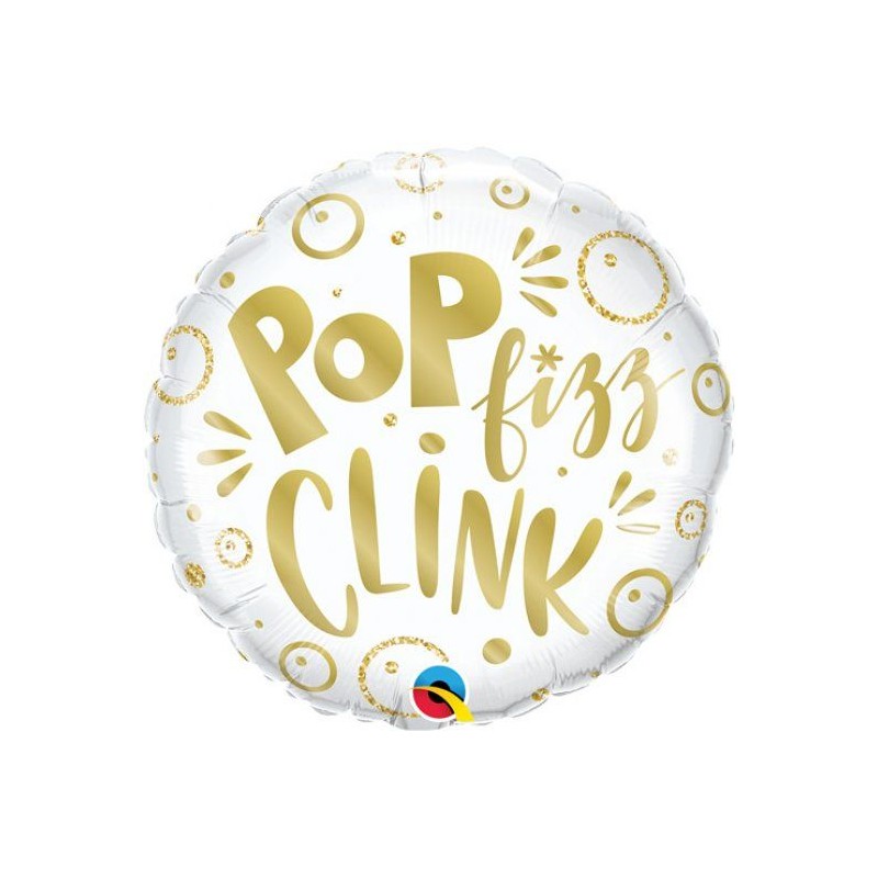 BALLON METALLIQUE ROND POP FIZZ CLINK 46 CM 