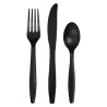18 COUVERTS PLASTIQUE NOIR 6 FOURCHETTES 6 COUTEAUX 6 CUILLERES