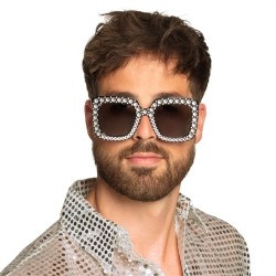 LUNETTE NOIR AVEC STRASS ARGENT 