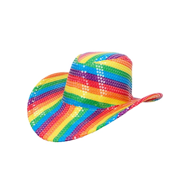 CHAPEAU TISSUS SEQUINS ADULTE WESTERN COWBOY PRIDE MULTICOLORE CHAPEAU TISSUS SEQUINS ADULTE WESTERN COWBOY PRIDE MULTICOLORE