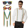 SET MULTICOLORE BRETELLES LUNETTES NOEUD PAPILLON