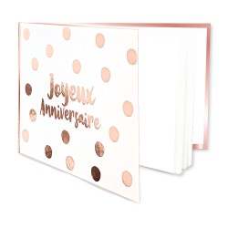 LIVRE D'OR 20 PAGES ROSE GOLD ET BLANC JOYEUX ANNIVERSAIRE 