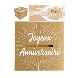 URNE JOYEUX ANNIVERSAIRE PARTY KRAFT 20 X 20 X 20 CM 