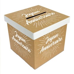 URNE JOYEUX ANNIVERSAIRE PARTY KRAFT 20 X 20 X 20 CM 