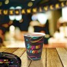 6 GOBELETS JOYEUX ANNIVERSAIRE MULTICOLORES SUR FOND NOIR