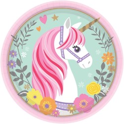 8 ASSIETTES RONDES MAGICAL UNICORN 18CM 