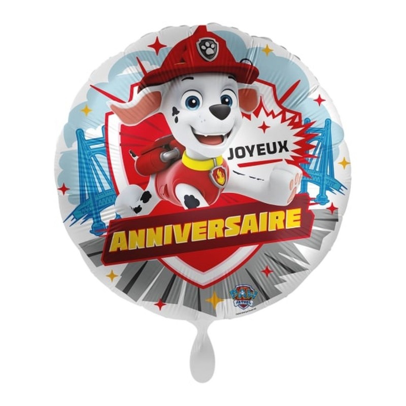 BALLON METALLIQUE ROND 43CM JOYEUX ANNIVERSAIRE PAW PATROL BALLON METALLIQUE ROND 43CM JOYEUX ANNIVERSAIRE PAW PATROL