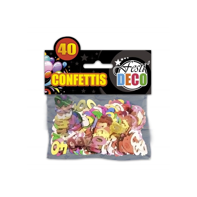 CONFETTIS DE TABLE MULTICOLORES 40 ANS 