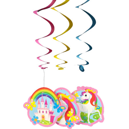 6 SPIRALES A SUSPENDRE LICORNE 