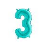 BALLON CHIFFRE 3 TURQUOISE 36CM 