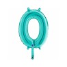 BALLON METALLIQUE CHIFFRE 0 TURQUOISE 36CM 