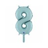 BALLON METALLIQUE CHIFFRE 8 BLEU PASTEL 35 CM