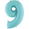 BALLON METALLIQUE CHIFFRE 9 BLEU PASTEL 35 CM