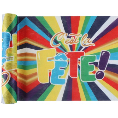 CHEMIN DE TABLE C'EST LA FETE MULTICOLORE 30 CM X 5 METRES 