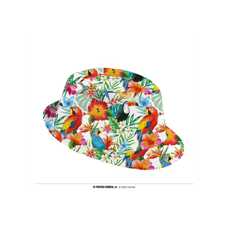 CHAPEAU BORSALINO EN TISSU THEME TROPICAL HAWAI CHAPEAU BORSALINO EN TISSU THEME TROPICAL HAWAI
