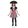 DEGUISEMENT PIRATE ROBE COURTE ROSE NOIRE ET BLANCHE TAILLE 5-6 ANS