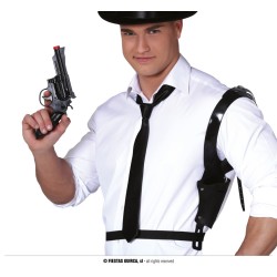 HOLSTER DE BRAS + CARTOUCHIERE NOIRE + PISTOLET NOIR 25  CM
