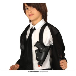 HOLSTER DE BRAS + CARTOUCHIERE NOIRE + PISTOLET NOIR  POLICE 