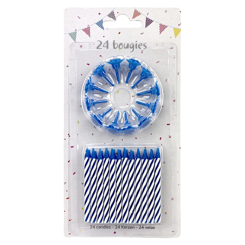 24 BOUGIES BLEUES AVEC 12 BOBECHES 24 BOUGIES BLEUES AVEC 12 BOBECHES