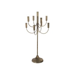 CHANDELIER METAL 9 BRANCHES DORE EFFET VIEILLI 37 CM X 73.5 CM 