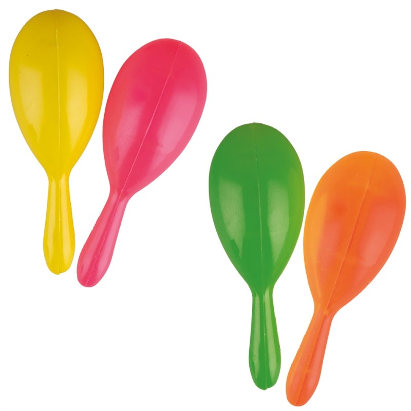 MARACAS COULEURS FLUO ROSE ET JAUNE MARACAS COULEURS FLUO ROSE ET JAUNE