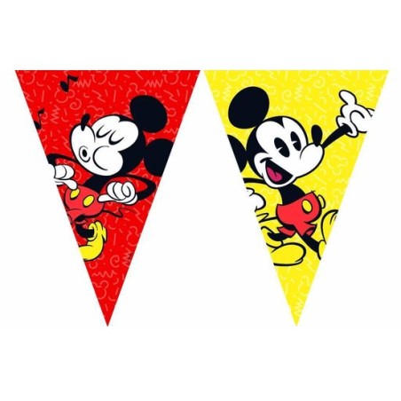 GUIRLANDE PAVILLONS MICKEY 2.3 METRES ROUGE ET JAUNE