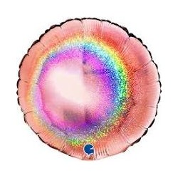 BALLON METALLIQUE ROND GLITTER ROSE GOLD 46CM 