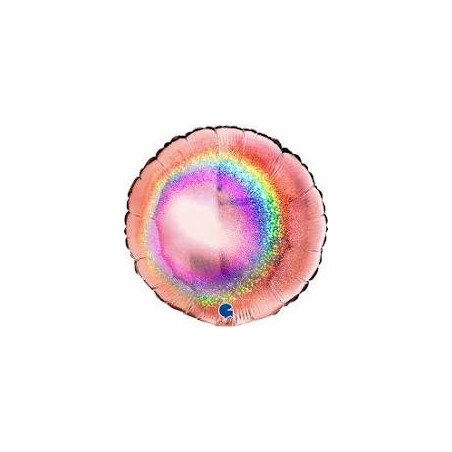 BALLON METALLIQUE ROND GLITTER ROSE GOLD 46CM 
