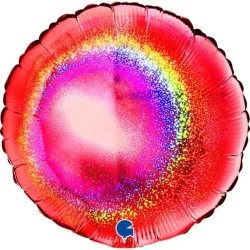 BALLON METALLIQUE ROND GLITTER ROUGE 46CM 