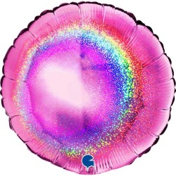 BALLON METALLIQUE ROND GLITTER FUSHIA 46CM 