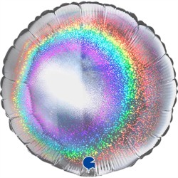 BALLON METALLIQUE ROND GLITTER ARGENT 46CM 
