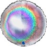 BALLON METALLIQUE ROND GLITTER ARGENT 46CM 