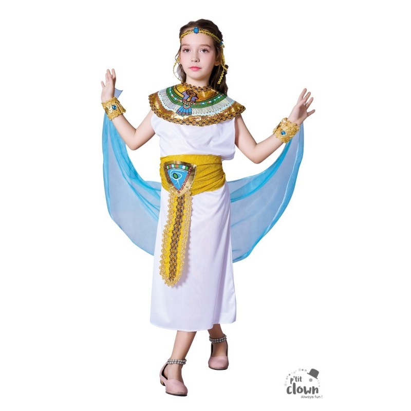DEGUISEMENT CLEOPATRE OU EGYPTIENNE BLANC OR ET BLEU TAILLE 5-6 ANS DEGUISEMENT CLEOPATRE OU EGYPTIENNE BLANC OR ET BLEU TAILLE 5-6 ANS