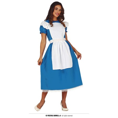 DEGUISEMENT FEMME ALICE ROBE BLEUE TABLIER BLANC TAILLE S