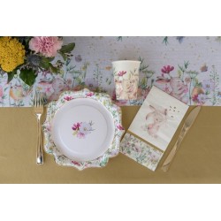 10 GOBELETS LAPINS AVEC FLEURS 27 CL 