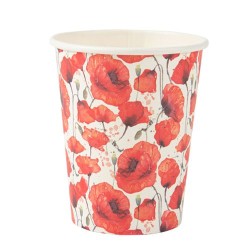 8 GOBELETS POPPY LOVE COQUELICOT ROUGE AQUARELLE ET OR 255 ML