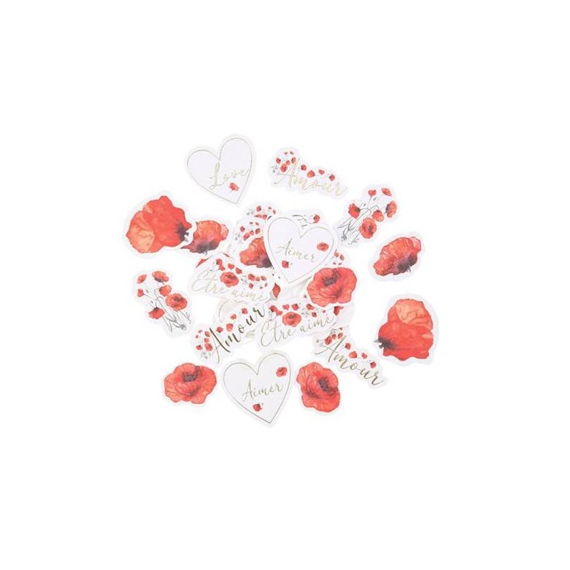 100 CONFETTIS POPPY LOVE COQUELICOT ROUGE AQUARELLE ET OR 100 CONFETTIS POPPY LOVE COQUELICOT ROUGE AQUARELLE ET OR