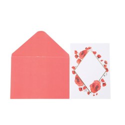 10 CARTES INVITATIONS POPPY LOVE COQUELICOT ROUGE AQUARELLE ET OR 