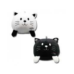 PELUCHE 20 CM MIAOU CHAT NOIR OU CHAT BLANC