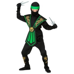 DEGUISEMENT ENFANT NINJA NOIR ET VERT TAILLE 158