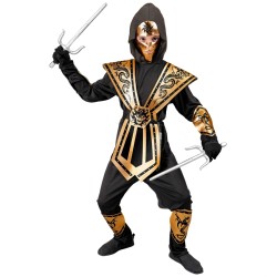 DEGUISEMENT ENFANT NINJA NOIR ET OR TAILLE 128