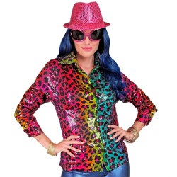 DEGUISEMENT CHEMISE PAILLETTE LEOPARD MULTICOLORE TAILLE S-M
