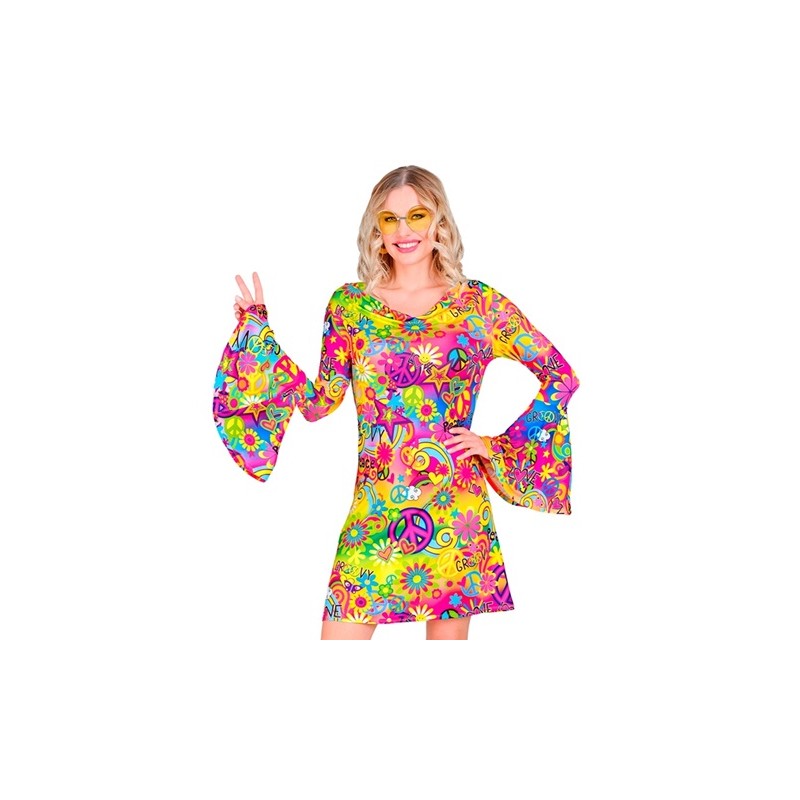 DEGUISEMENT TUNIQUE OU ROBE COURTE FEMME PEACE AND LOVE GROOVY COLOREE TAILLE L DEGUISEMENT TUNIQUE OU ROBE COURTE FEMME PEACE AND LOVE GROOVY COLOREE TAILLE L