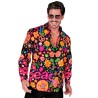 DEGUISEMENT CHEMISE ANNEES 60-70 PEACE AND LOVE COLOREE SUR FOND NOIR TAIL. L-XL