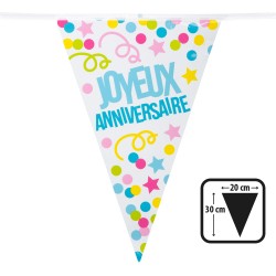 GUIRLANDE FANION JOYEUX ANNIVERSAIRE MULTICOULEUR 6 M 