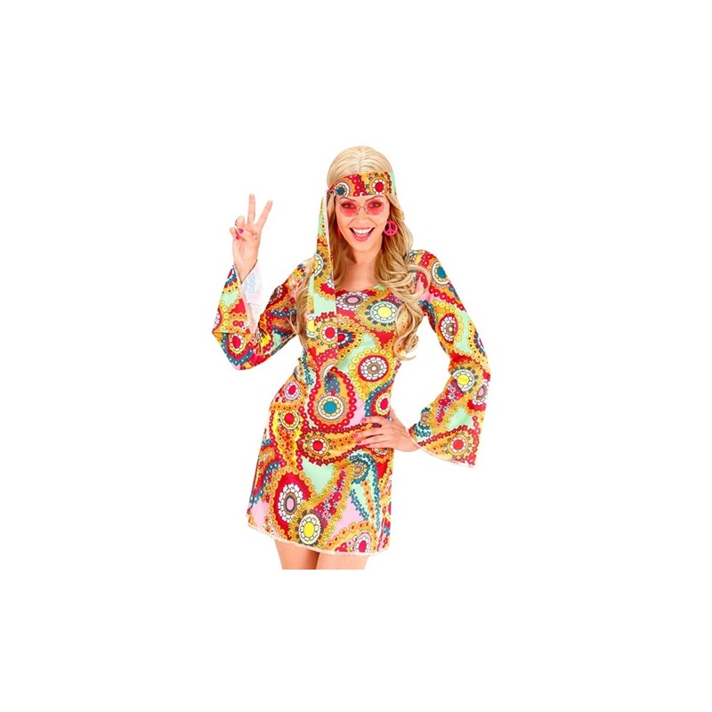 DEGUISEMENT TUNIQUE OU ROBE COURTE FEMME FLEURS COLOREES ANNEES 60-70 TAILLE XL DEGUISEMENT TUNIQUE OU ROBE COURTE FEMME FLEURS COLOREES ANNEES 60-70 TAILLE XL