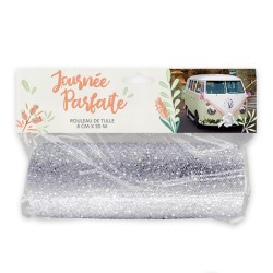 ROULEAU DE TULLE ARGENT 15 CM X 9M
