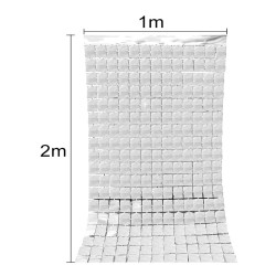 RIDEAU MURAL DECORATIF MOSAIQUE ARGENT  100 X 200 CM 