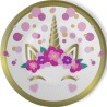 8 ASSIETTES RONDES EN CARTON LICORNE UNICORN BABY 23 CM 